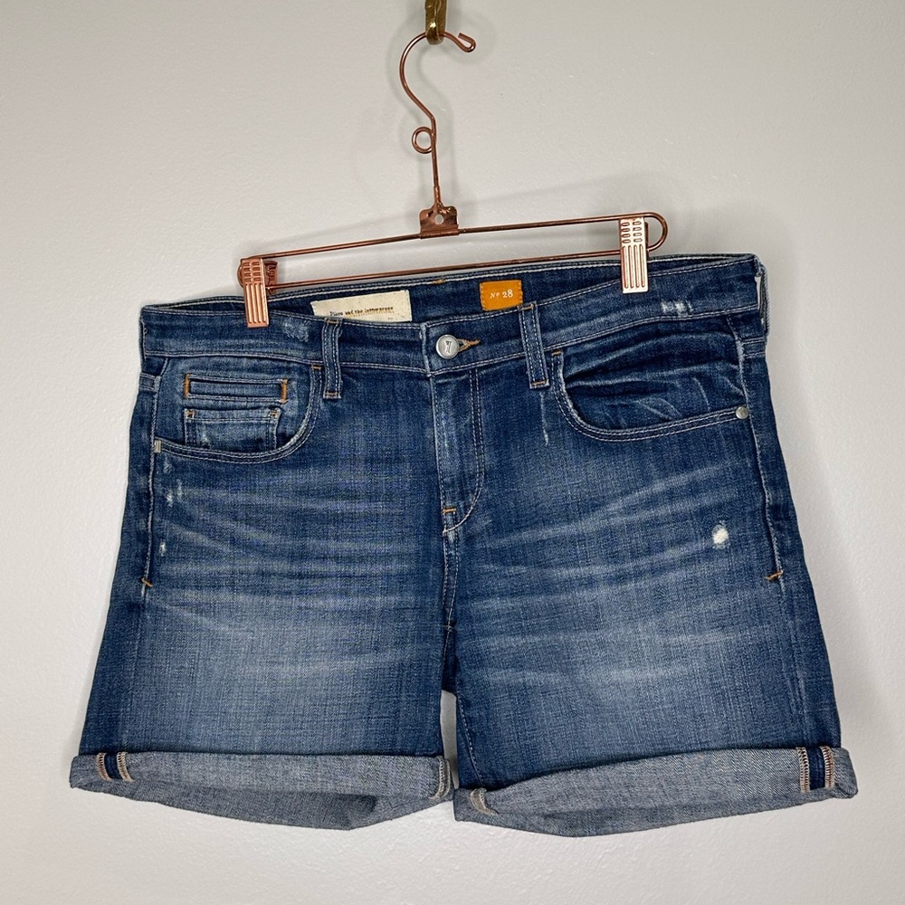 Anthropologie Blue Distressed Rolled-Hem Jean Shorts - Picture 5 of 14